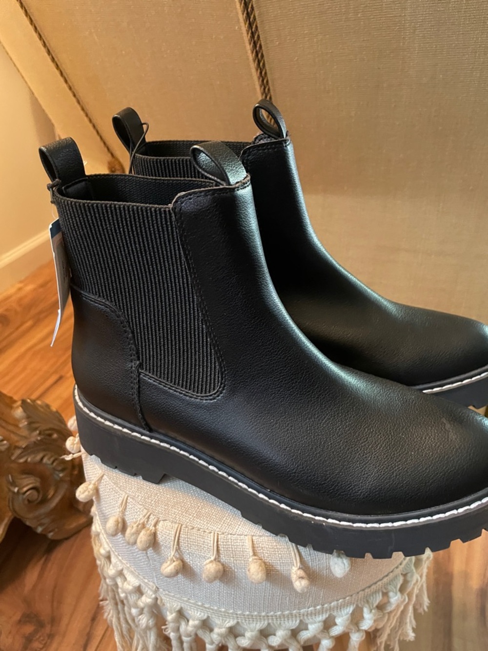 Dolce Vita Black Chelsea Lug Sole Ankle Boots